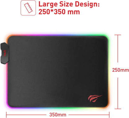 RGB Gaming Mouse Pad Soft Non-Slip Rubber Base Mouse Mat for Laptop Computer PC Games (13.8 X 9.8 X 0.16 Inches, Black)